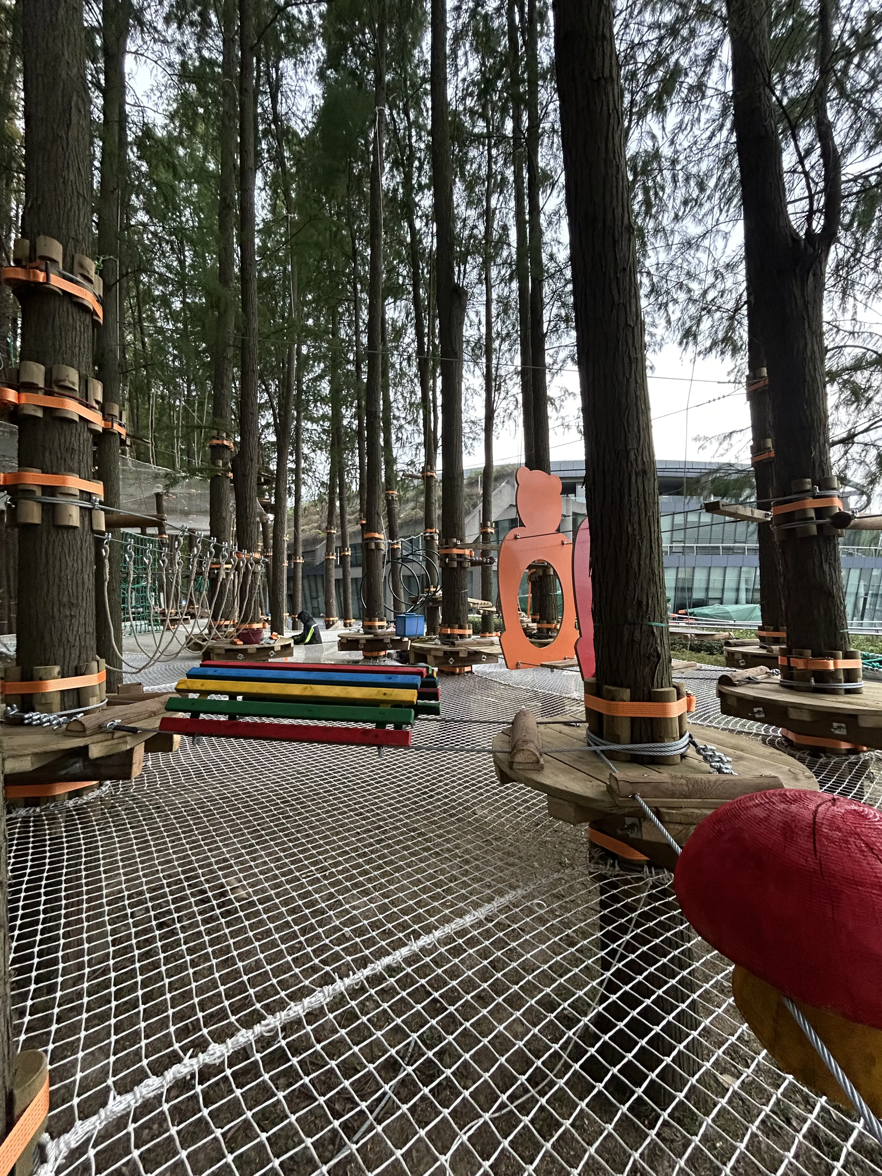 Zone filet Accro Spider en construction, chantier Shanghai Chine